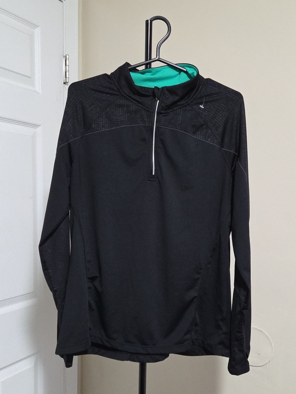 Hyba Black Quarter-Zip Active Top with Teal Lining